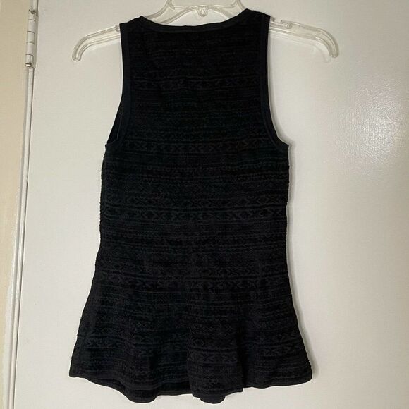 Theory black geometric soft velvet flare peplum sleeveless blouse top size Small - Picture 4 of 4